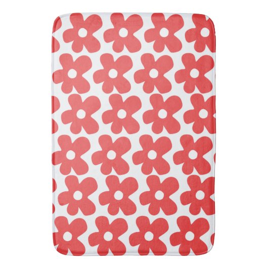 Red Flower pattern Badmat (Voorkant Verticaal)