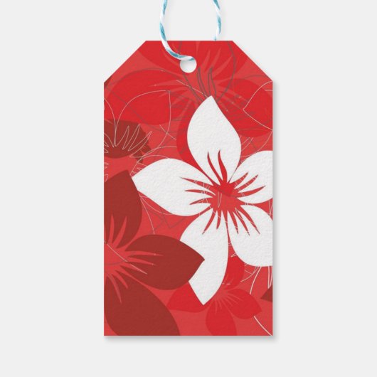 Red Flower Pattern Cadeaulabel (Achterkant)