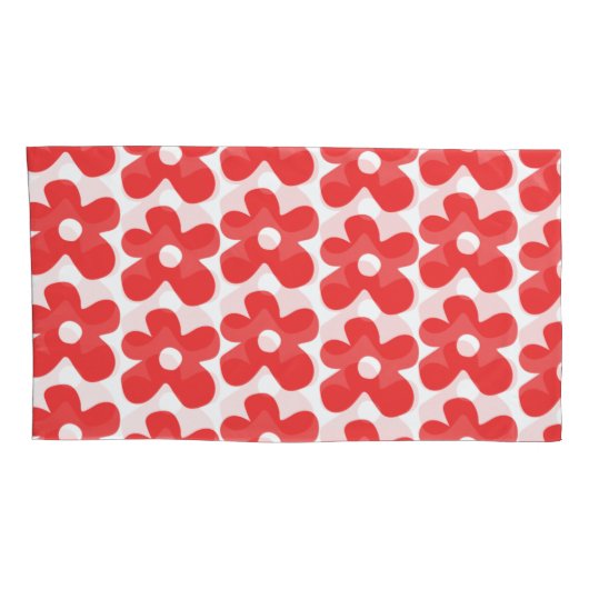 Red Flower pattern Kussensloop (Achterkant-Rechts)