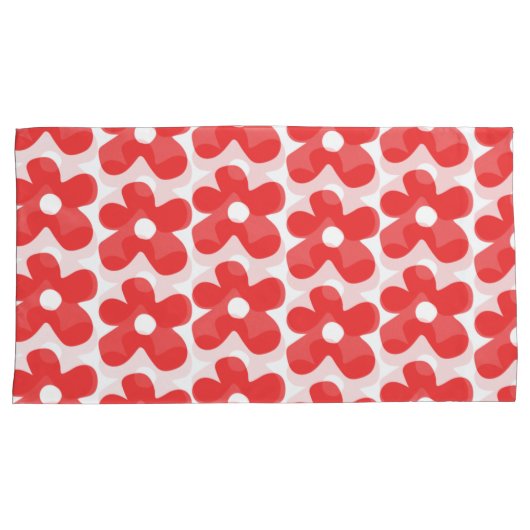 Red Flower pattern Kussensloop (Voorkant-Rechts)