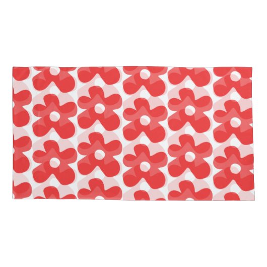 Red Flower pattern Kussensloop (Achterkant-Links)