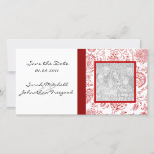 Red Flower Pattern Save the Date Photo Cards