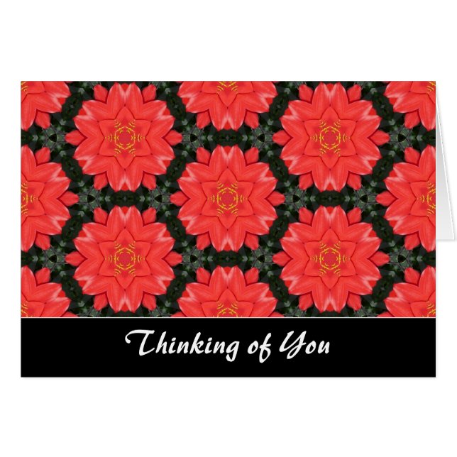 Red Flower Pattern - Thinking of You (Voorkant Horizontaal)