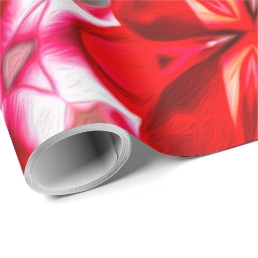 Red Flower Plumeria Pattern Cadeaupapier (Rol Hoek)