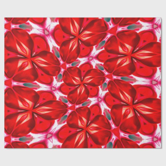 Red Flower Plumeria Pattern Cadeaupapier (Vlak)