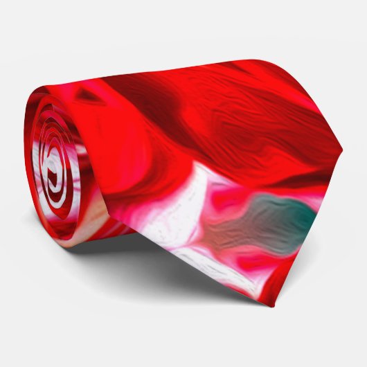 Red Flower Plumeria Pattern Stropdas (Opgerold)