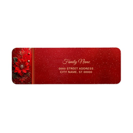 Red Flower Return Address Label (Voorkant)