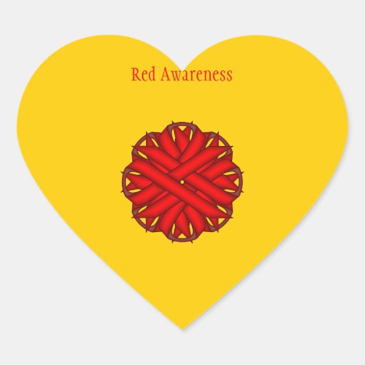 Red Flower Ribbon door Kenneth Yoncich Hart Sticker (Voorkant)