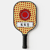 Red Flower Ribbon door Kenneth Yoncich Pickleball Paddle (Achterkant)