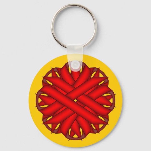 Red Flower Ribbon door Kenneth Yoncich Sleutelhanger (Voorkant)