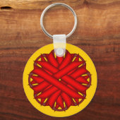 Red Flower Ribbon door Kenneth Yoncich Sleutelhanger (Voorkant)