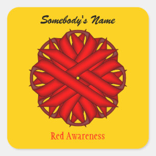 Red Flower Ribbon door Kenneth Yoncich Vierkante Sticker