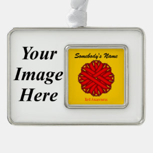 Red Flower Ribbon Sjabloon (H-I) door Kenneth Yonc Verzilverd Omlijst Ornament