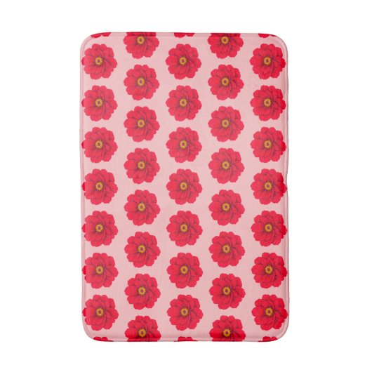 Red Flower Seamless Pattern Bath Mat (Voorkant Verticaal)