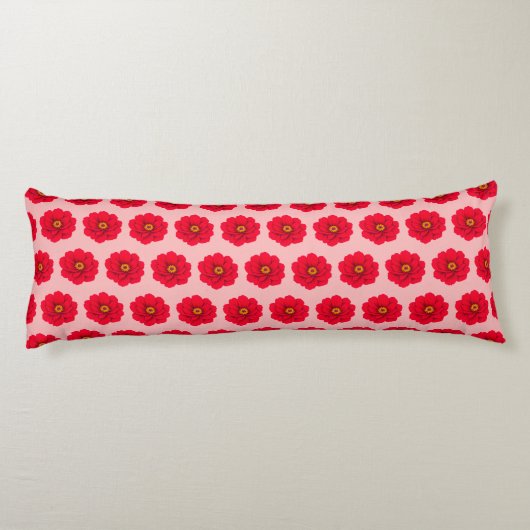Red Flower Seamless Pattern Body Pillow Lichaamskussen (Achterkant)