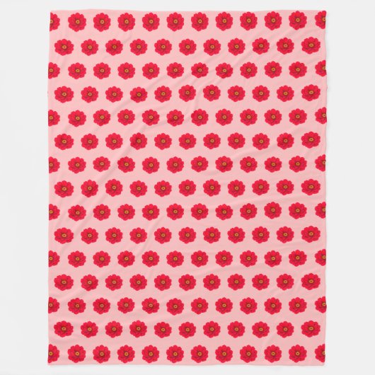 Red Flower Seamless Pattern Fleece Blanket (Voorkant)