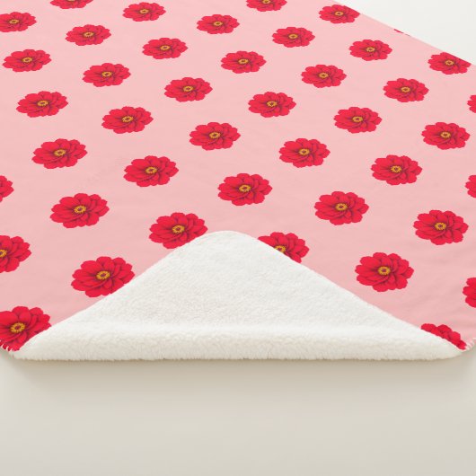 Red Flower Seamless Pattern Sherpa Blanket Sherpa Deken (3/4)