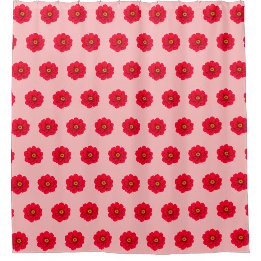Red Flower Seamless Pattern Shower Curtain Douchegordijn (Voorkant)
