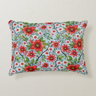 Red Flower Sky Garden Accent Kussen