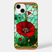 Red Flower Vivid Glas in lood Art Case-Mate iPhone Case (Achterkant)