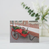 Red Flower-Wagon op Briefkaart (Staand voorkant)
