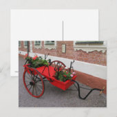 Red Flower-Wagon op Briefkaart (Voorkant / Achterkant)