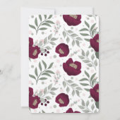 Red Flower Wedding Invitation Kaart (Achterkant)