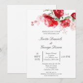 Red flower wedding uitnodiging (Voorkant / Achterkant)