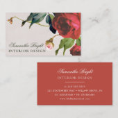 Red Flower Whimsical Leaves Visitekaartje (Voorkant / Achterkant)