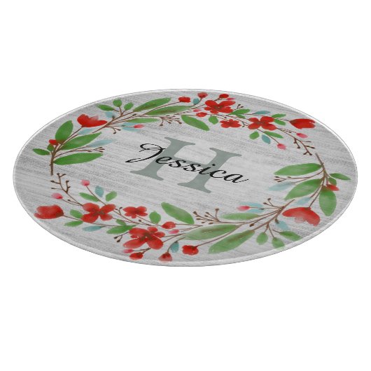 Red Flower Wreath Rustic, aangepast Snijplank (Hoek)