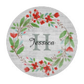 Red Flower Wreath Rustic, aangepast Snijplank (Voorkant)