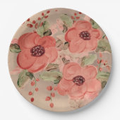 Red Flowered Any Occasion Designer Paper Borden Papieren Bordje (Voorkant)