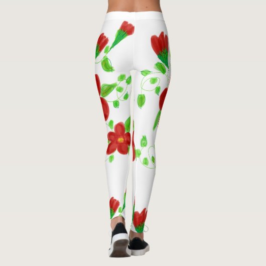 Red Flowered Designer Leggings (Achterkant)