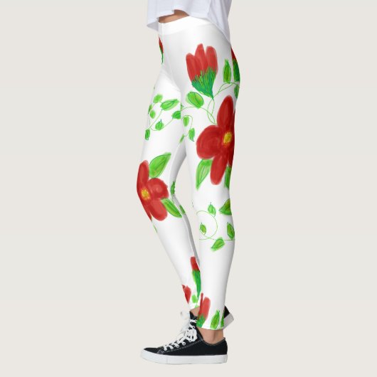 Red Flowered Designer Leggings (Links)
