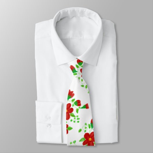 Red Flowered Fashionable Stropdas (Gebonden)