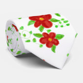 Red Flowered Fashionable Stropdas (Opgerold)