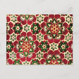 Red Flowered Medici Fabric Briefkaart