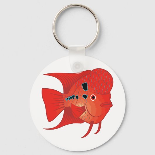 Red Flowerhorn Fish Sleutelhanger (Voorkant)