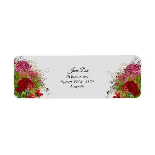 Red Flowers Adresetiketten – gepersonaliseerd Etiket (Voorkant)