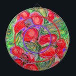 Red Flowers Art Fantasy Dartboard Dartbord<br><div class="desc">Een kleurrijke afdruk van mijn oorspronkelijke kunstwerk in waterverf en inkt</div>