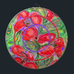 Red Flowers Art Fantasy Dartboard Dartbord<br><div class="desc">Een kleurrijke afdruk van mijn oorspronkelijke kunstwerk in waterverf en inkt</div>
