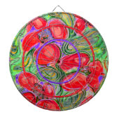 Red Flowers Art Fantasy Dartboard Dartbord (Voorkant)