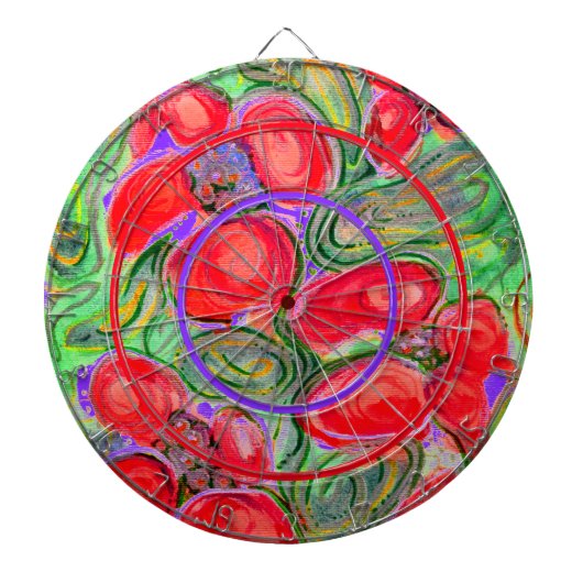 Red Flowers Art Fantasy Dartboard Dartbord (Voorkant)