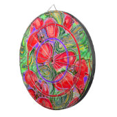 Red Flowers Art Fantasy Dartboard Dartbord (Voorkant Rechts)
