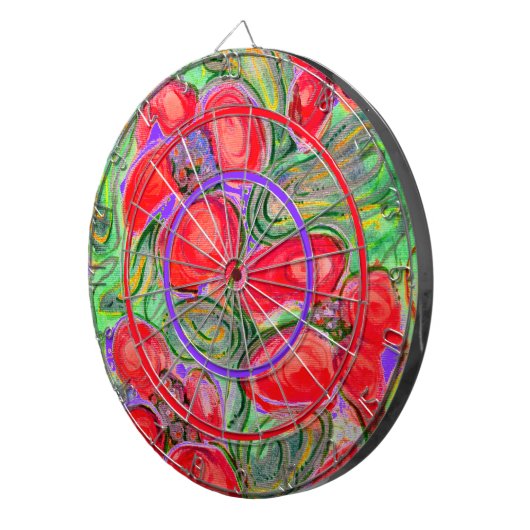 Red Flowers Art Fantasy Dartboard Dartbord (Voorkant Rechts)