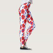 Red Flowers Blue Vines Leggings (Rechts)