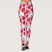 Red Flowers Blue Vines Leggings (Achterkant)