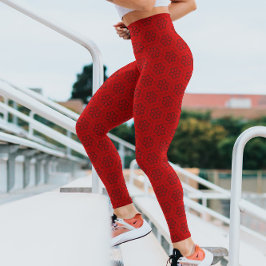 Red Flowers Bold Elegant Pattern Hype Leggings