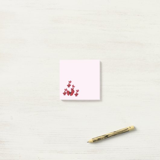 Red Flowers Butterfly Post-it® Notes (Op bureau)
