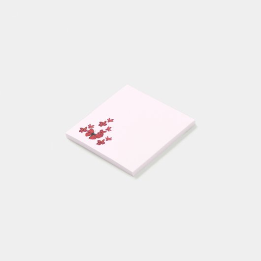 Red Flowers Butterfly Post-it® Notes (Schuin)